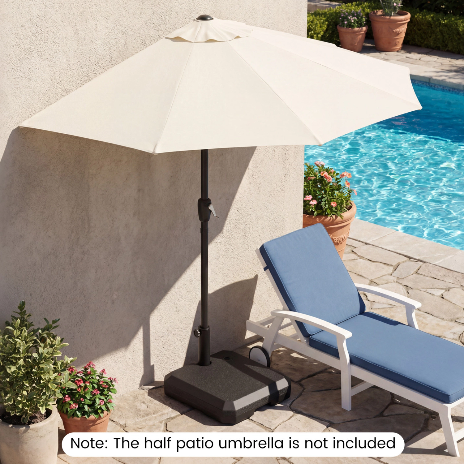 Slickblue Compact Half Umbrella Base 17.5 Inch Fillable Water Sand Weighted Patio Corner Stand