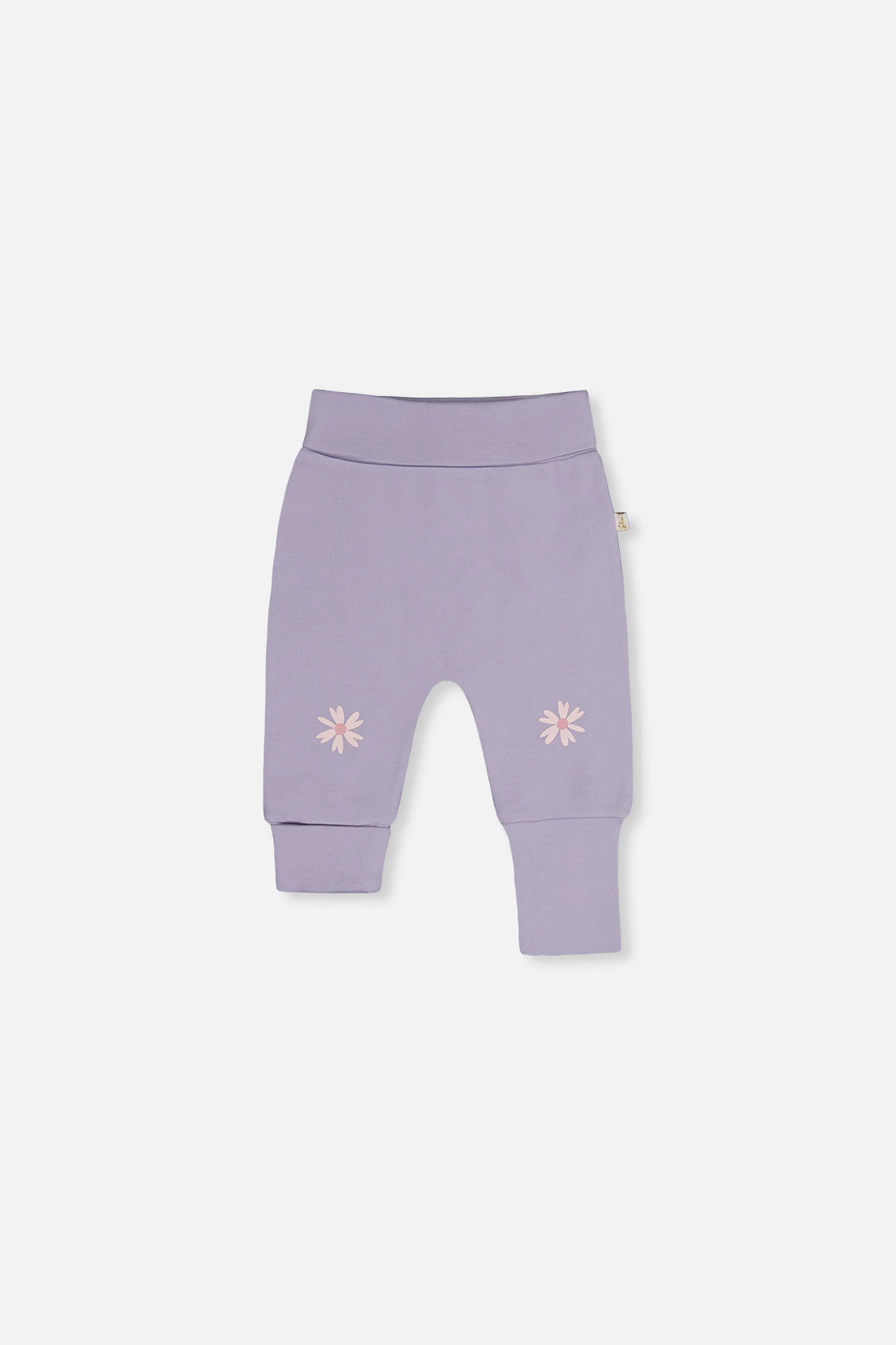 Deux par Girls Organic Cotton Ribbed Evolutive Pants with Flower Details