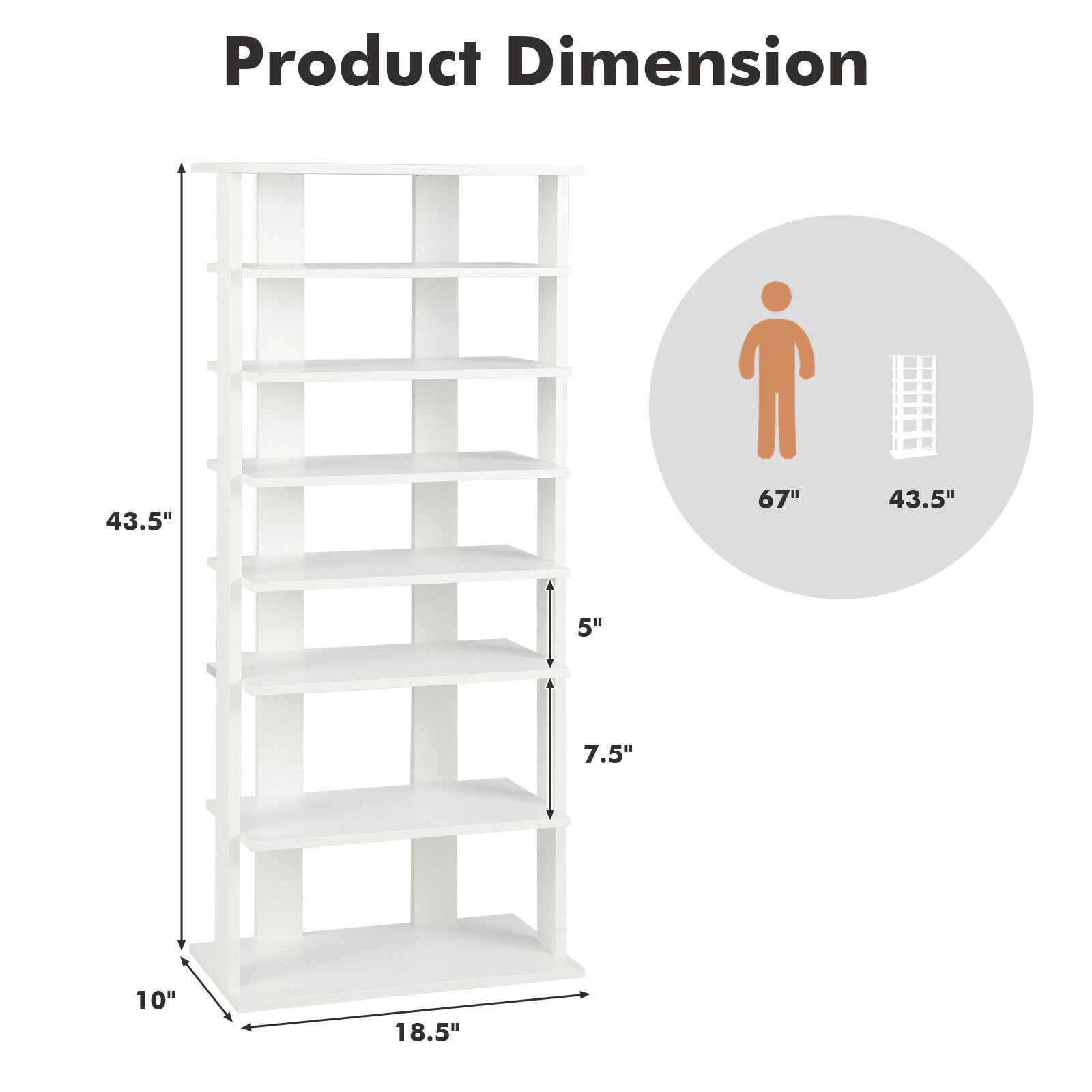 Hivvago 7-Tier Dual Shoe Rack Free Standing Shelves Storage Shelves Concise