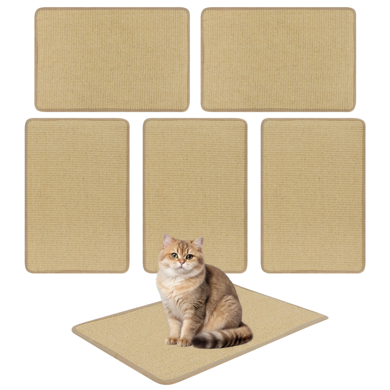 LJG 12 Pieces Cat Scratcher Mat Set 24 x 16 Inch Natural Sisal Pads