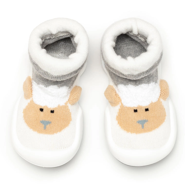 Komuello Baby Girl Boy First Walk Sock Shoes Little Lamb - Heather Grey