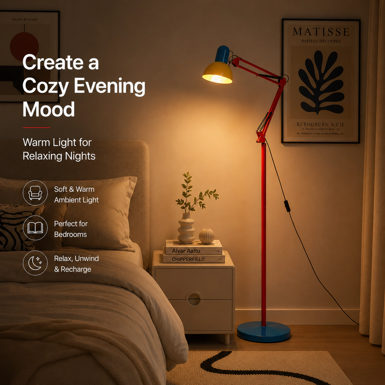 Modern Adjustable Dome Swing Arm Floor Lamp