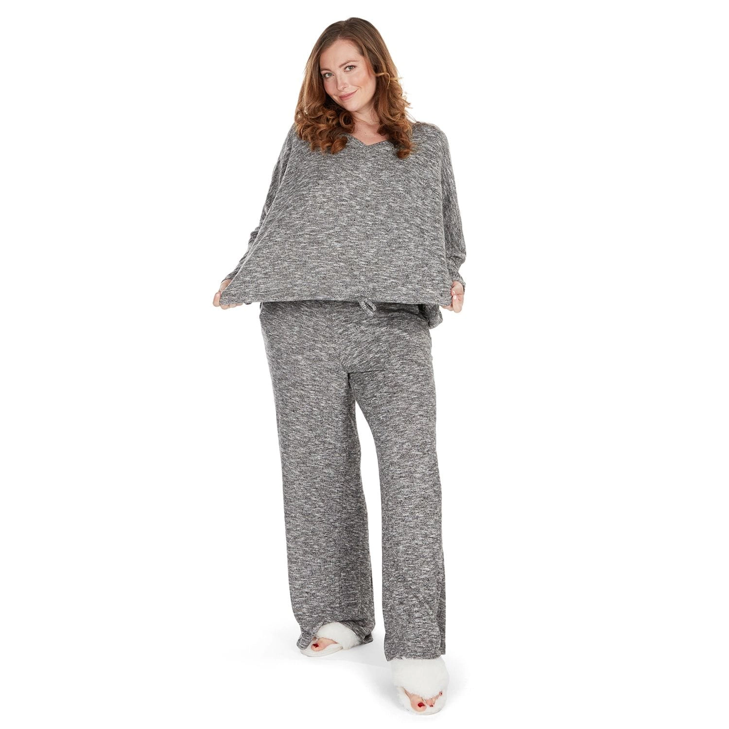Memoi Women's Supersoft Hacci Lounge Pull Over Loose Fit Top
