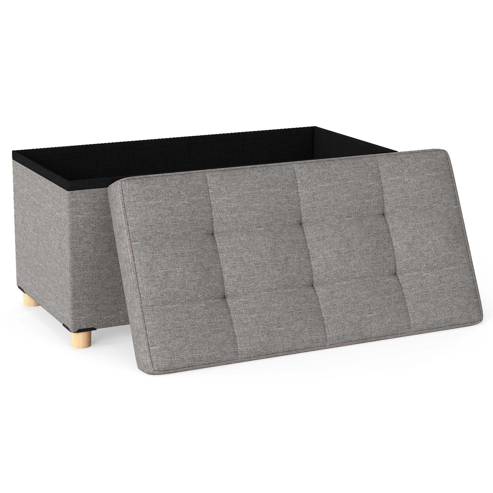 SlickBlue 30 Inch Ottoman Bench with Storage and Wood Grain Lid