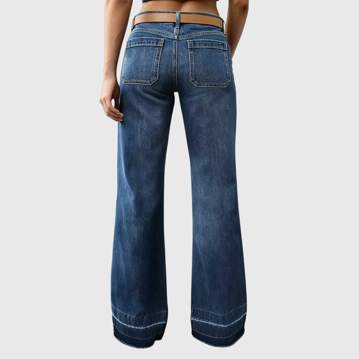 YesFashion Mid Rise Jeans for Women Wide Leg Baggy Denim Pants Casual Straight Without Belt