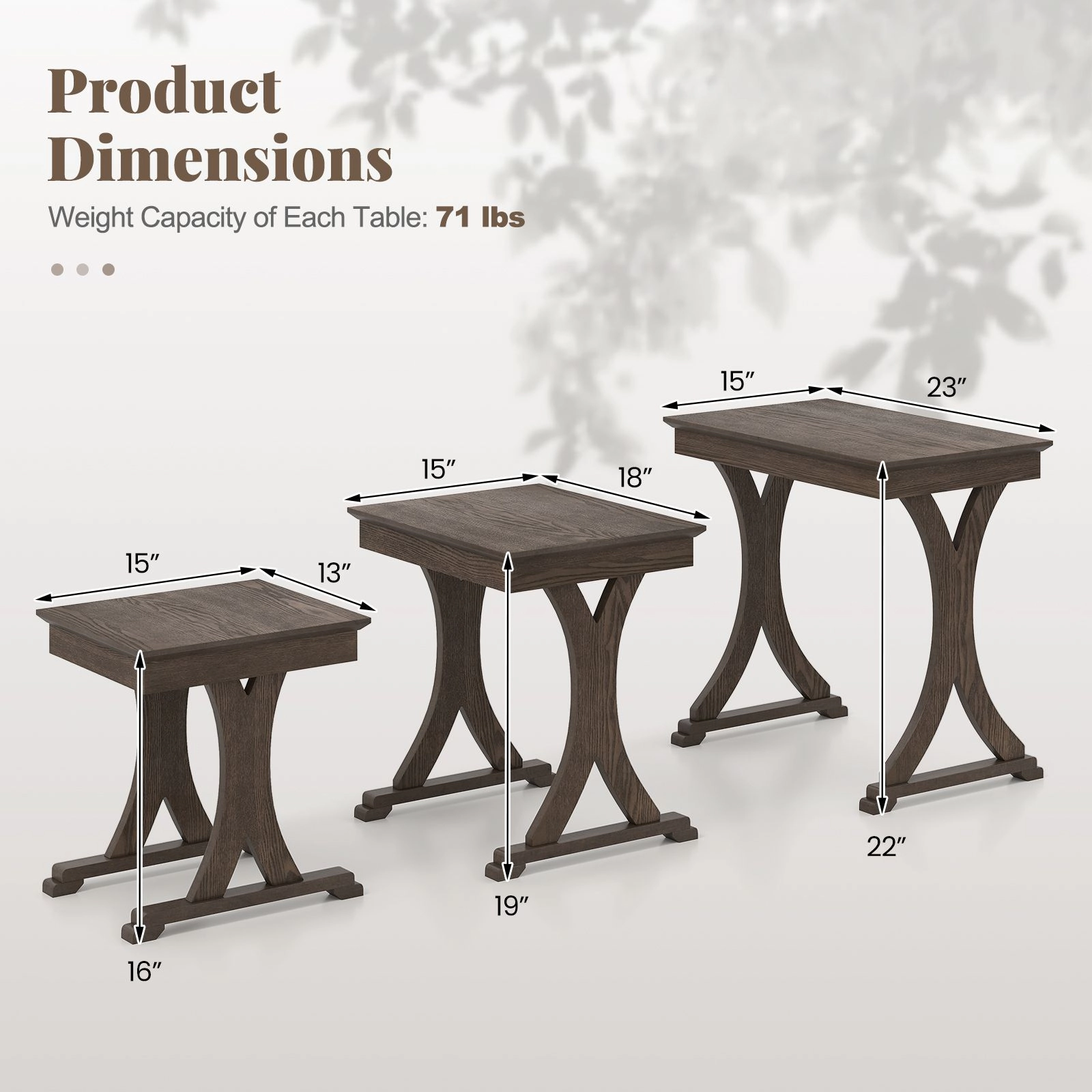 SlickBlue 3 Piece Nesting Coffee Table Set for Living Room