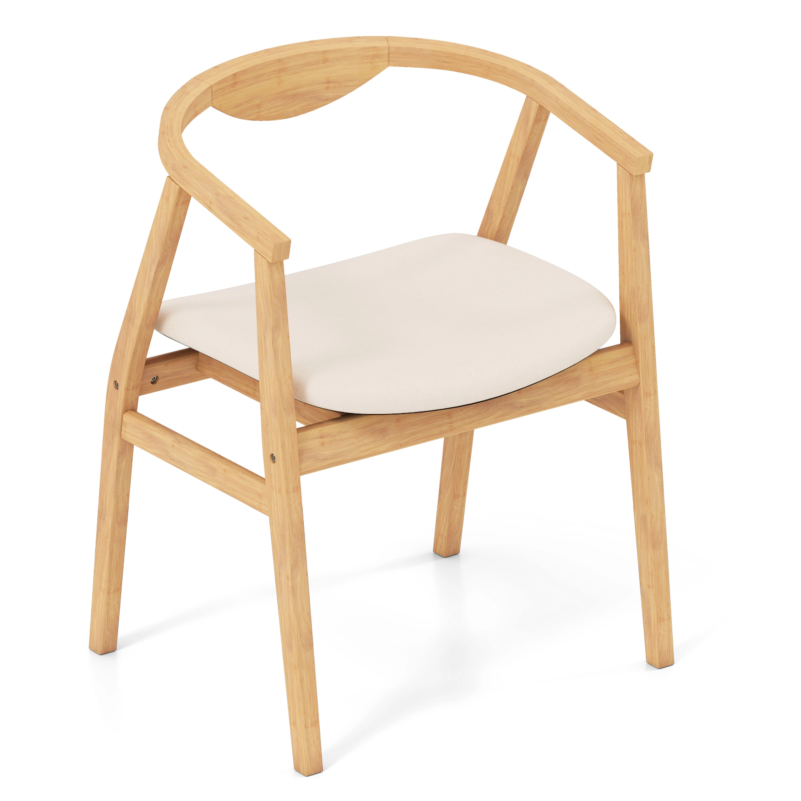 LJG Bamboo Accent Chair with Armrest and Curved Backrest