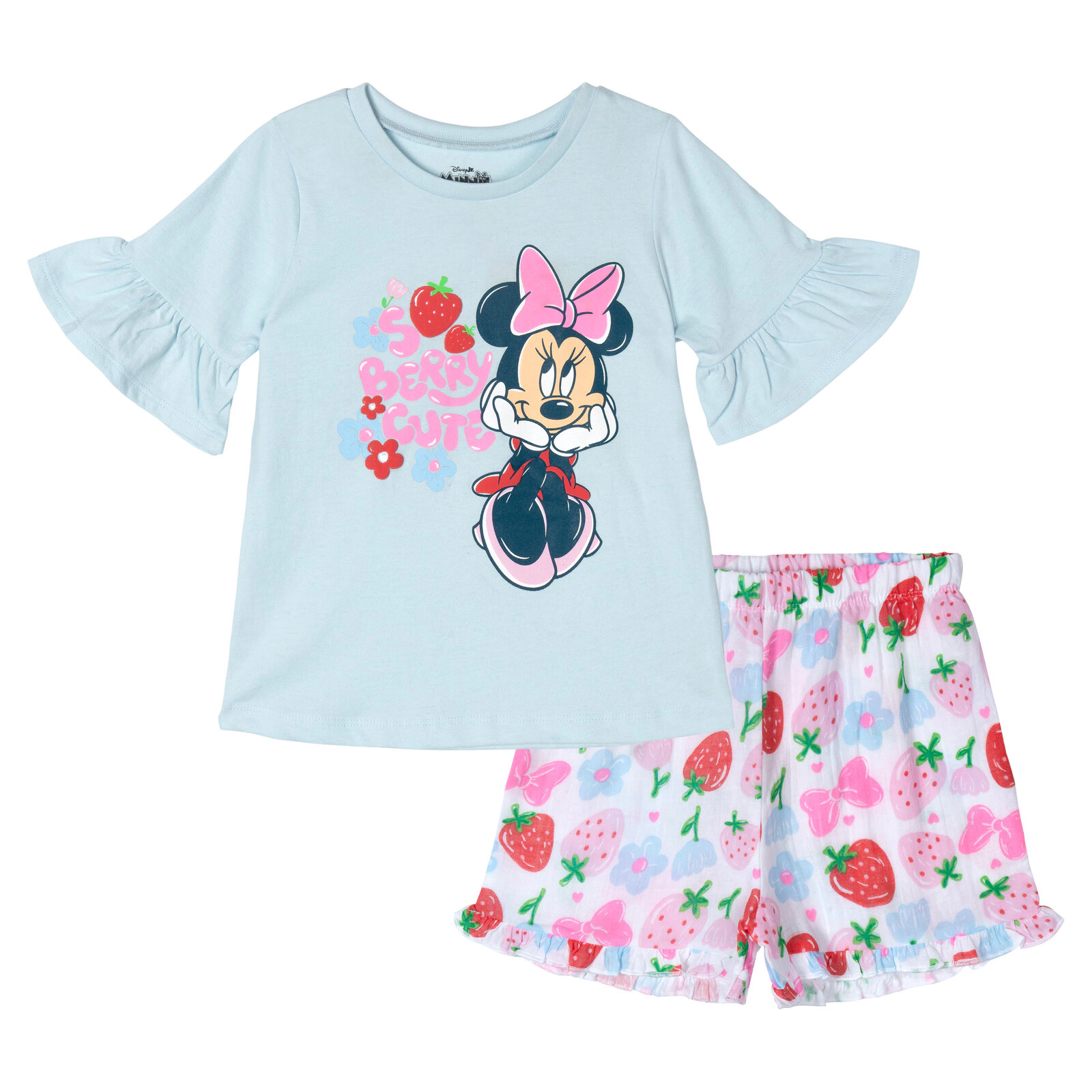 Disney Girls' 2-Piece Short Sleeve Tee and Gauze Shorts Set