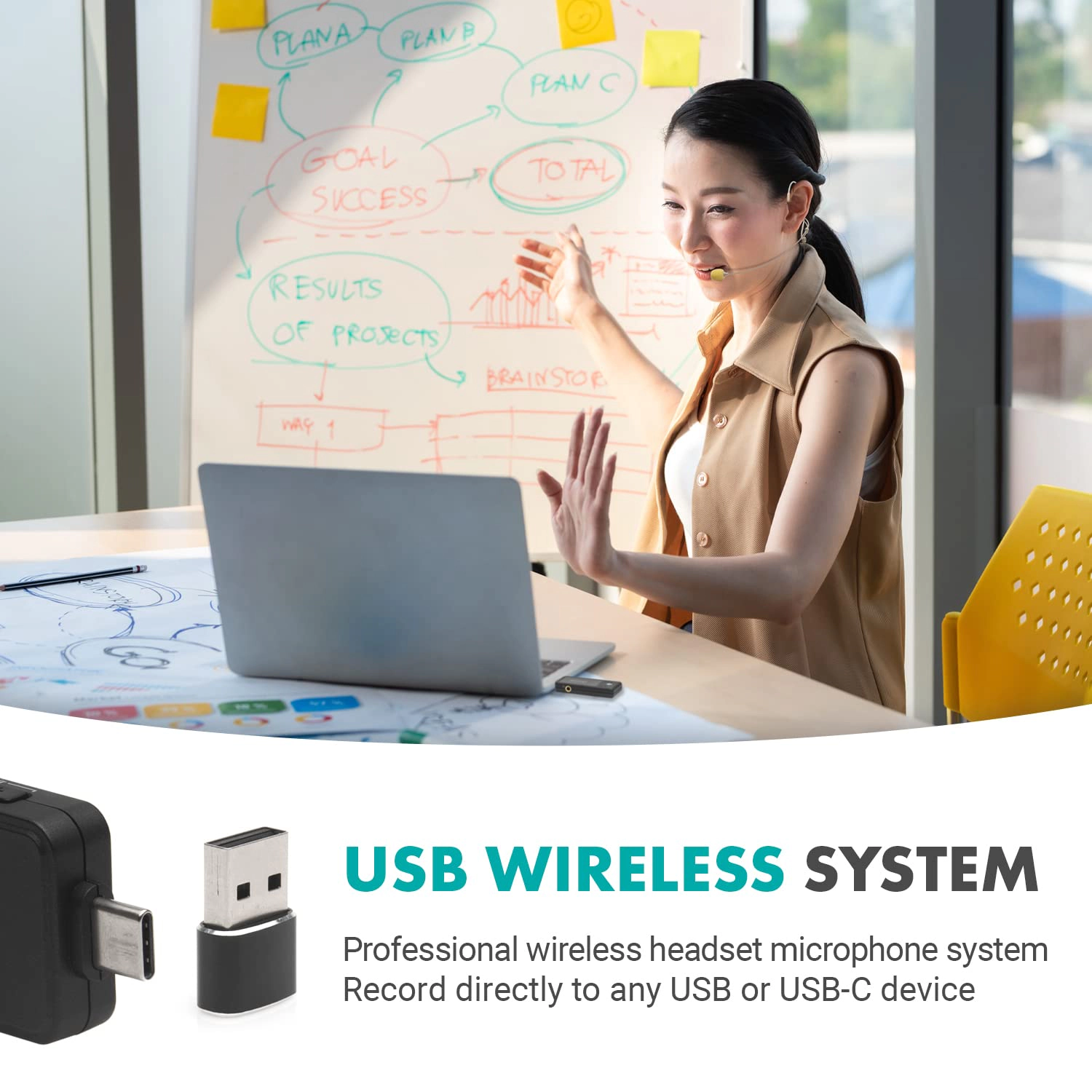 Movo WMX-1-UH USB-C Wireless Headset Microphone