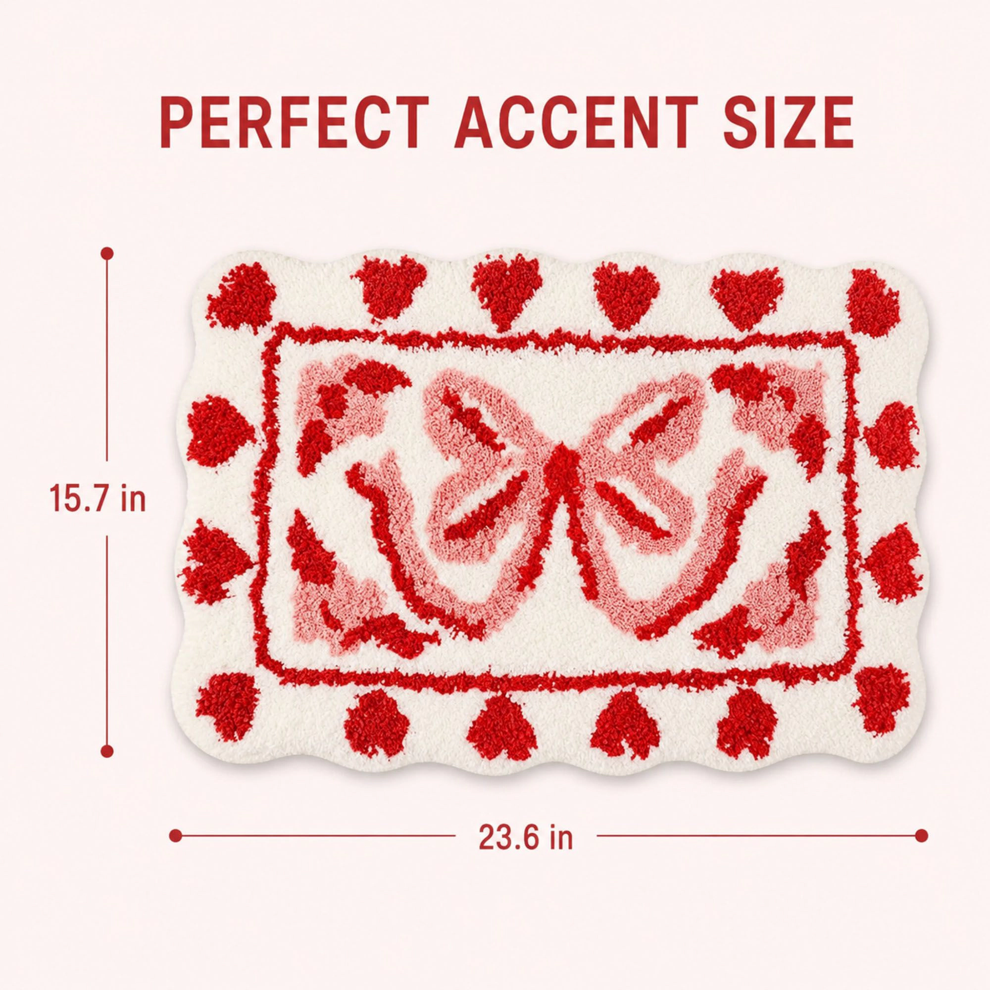 Alilang Unisex Bow and Heart Shaped Bath Mat Nonslip Accent Rug 15.7 x 23.6 Inches