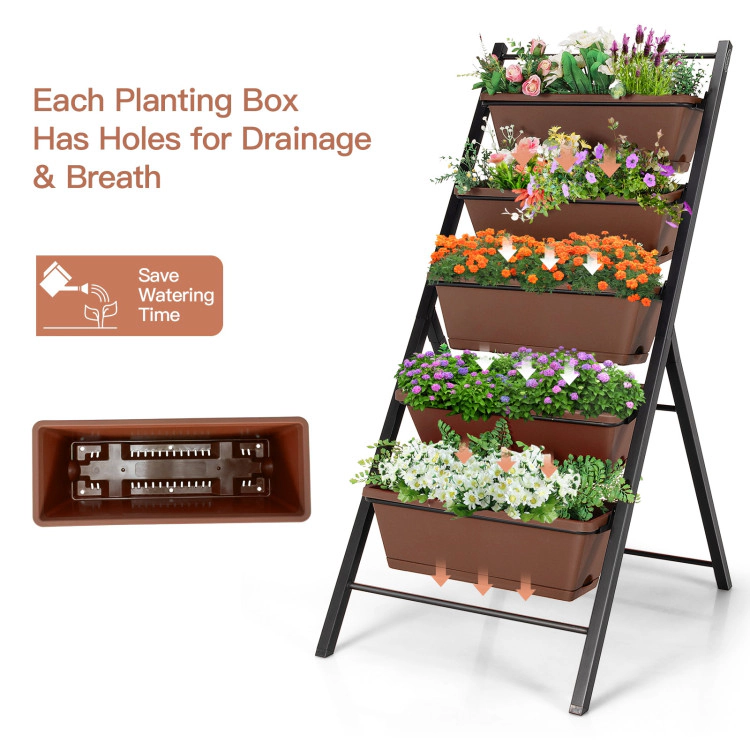 Hivvago 5-tier Vertical Garden Planter Box Elevated Raised Bed with 5 Container