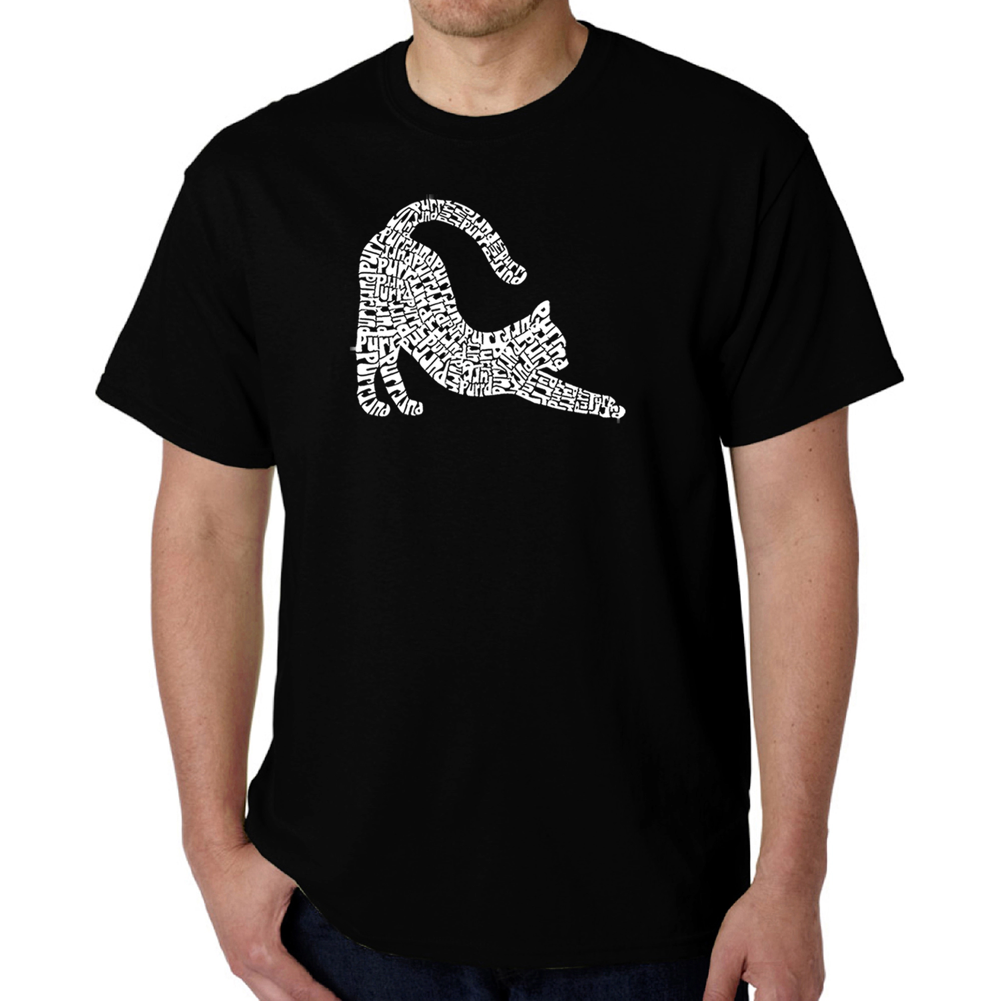 LA Pop Art Men's Word T-Shirt - Stretching Cat
