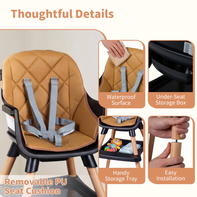 Hivvago 9-in-1 Convertible High Chair for Babies and Toddlers with Seat Cushion