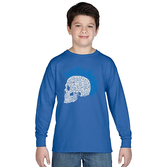 LA Pop Art Boys Long Sleeve T-Shirt -  Punk Mohawk
