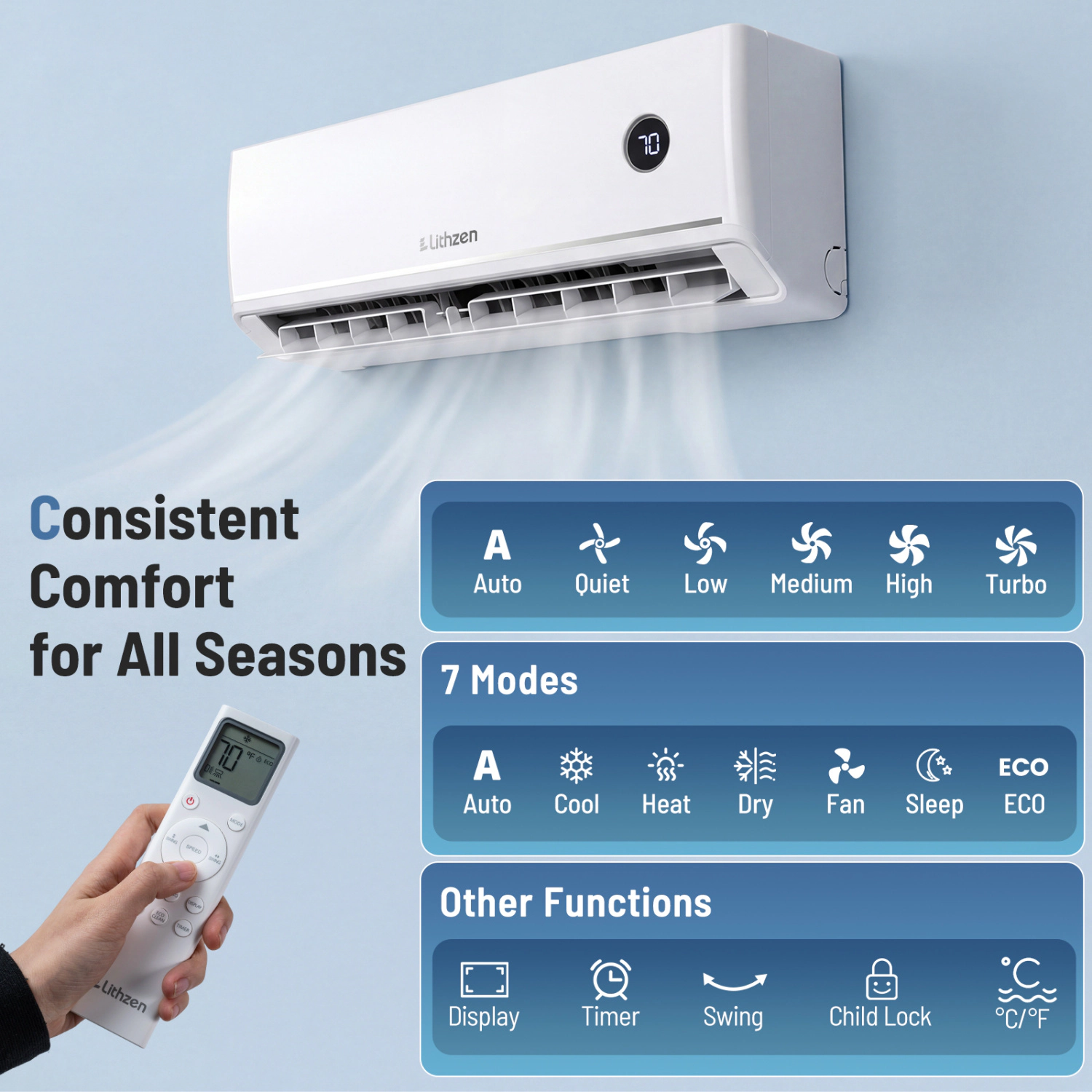 LJG 12000 BTU 18.1 SEER2 208/230V Mini Split Air Conditioner Works with Alexa