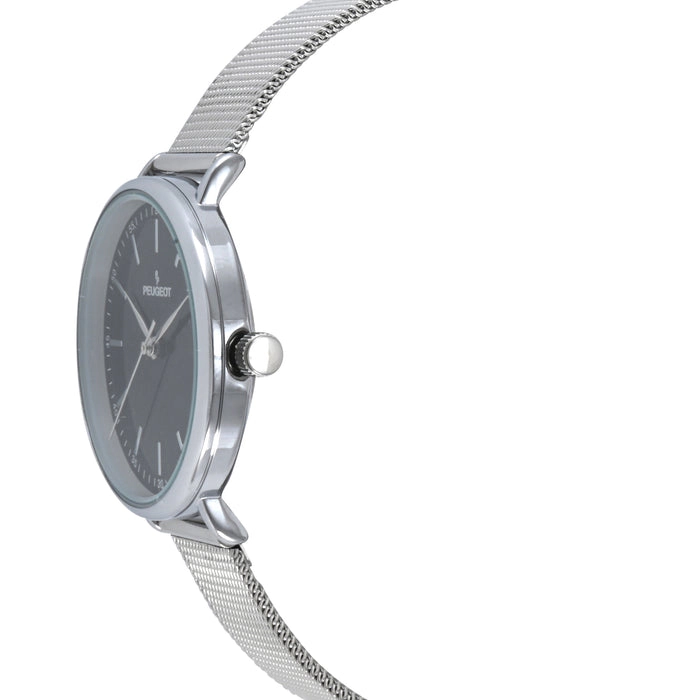 Peugeot Women's 30mm Black Sleek Stainless Steel Mesh Band Watch