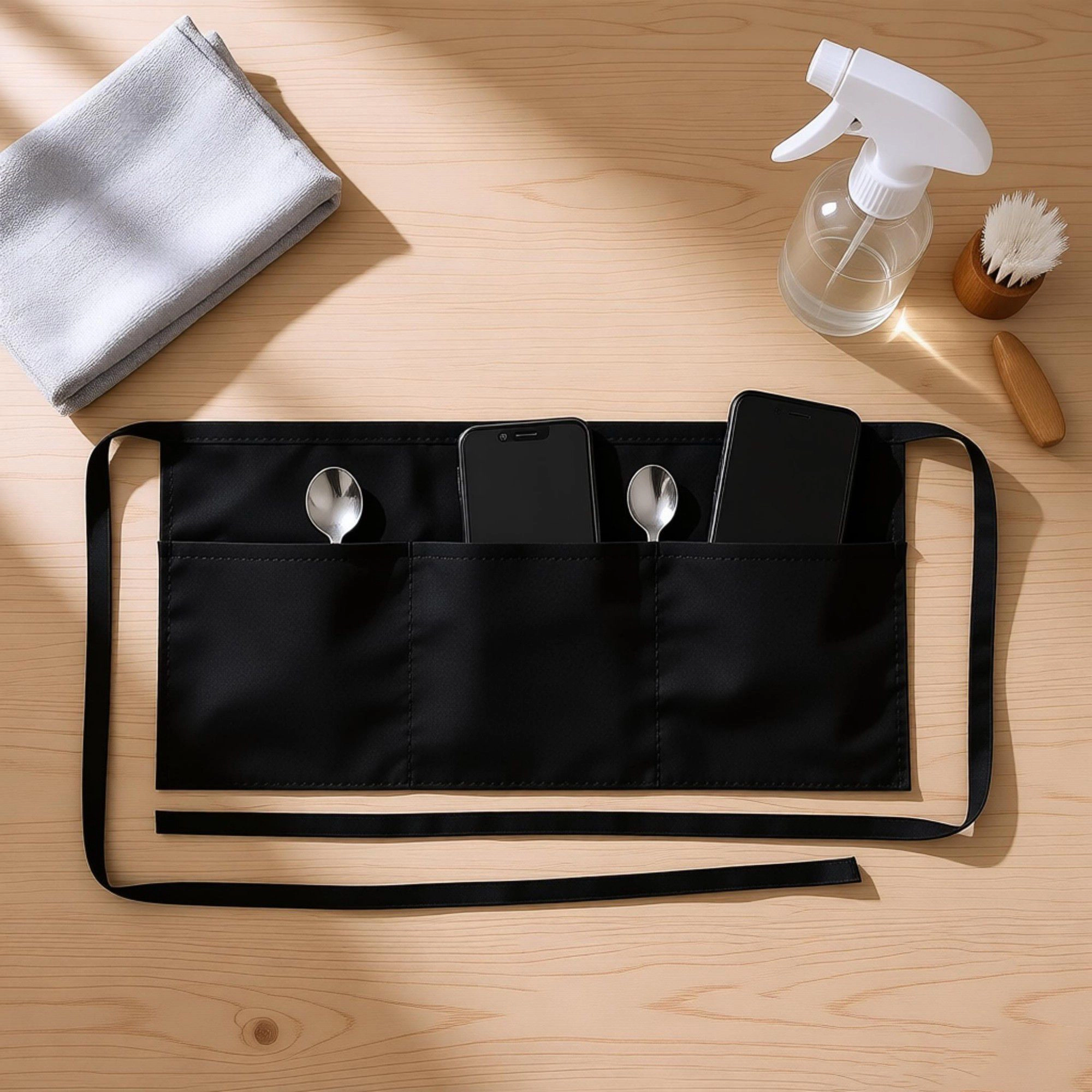 Alilang Women Cotton Waist Apron with Pockets Half Apron Utility Server Apron for Cooking Serving Craft Work