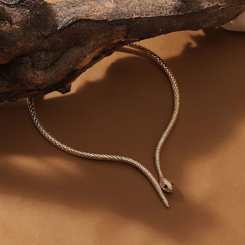 SOHI Women's Antique Gold the Serpent Torque Necklace