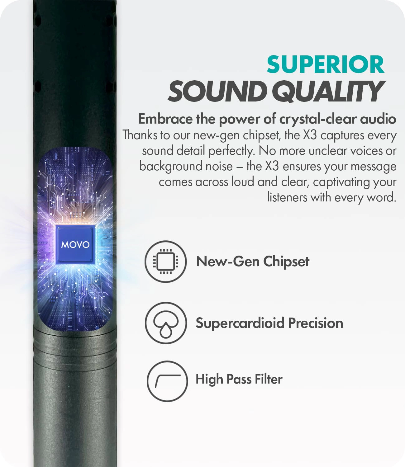 Movo X3-II 11-inch XLR Supercardioid Shotgun Condenser Microphone for Camera