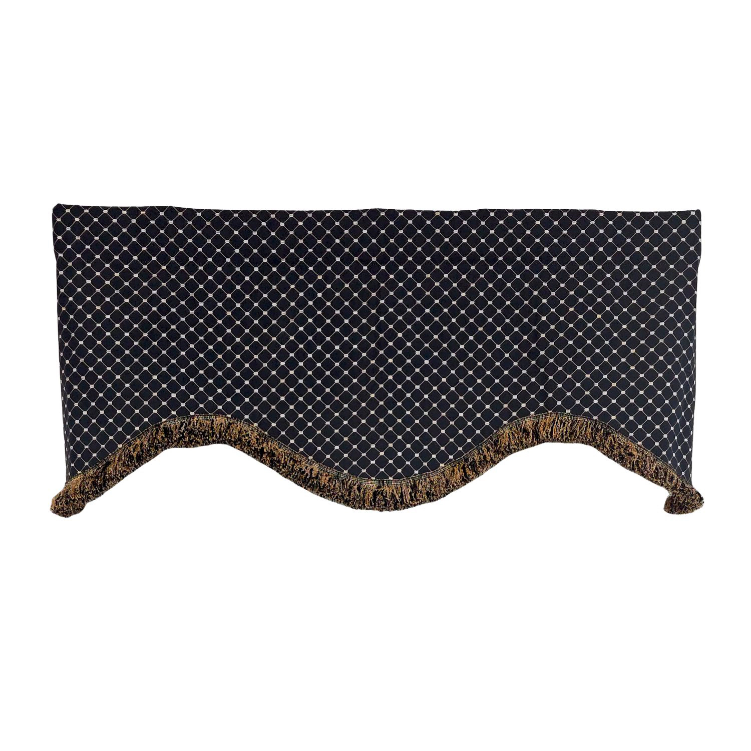 RLF Home 100% Cotton Passat Trimmed Cornice Lined Window Valance 50" x 17" Black