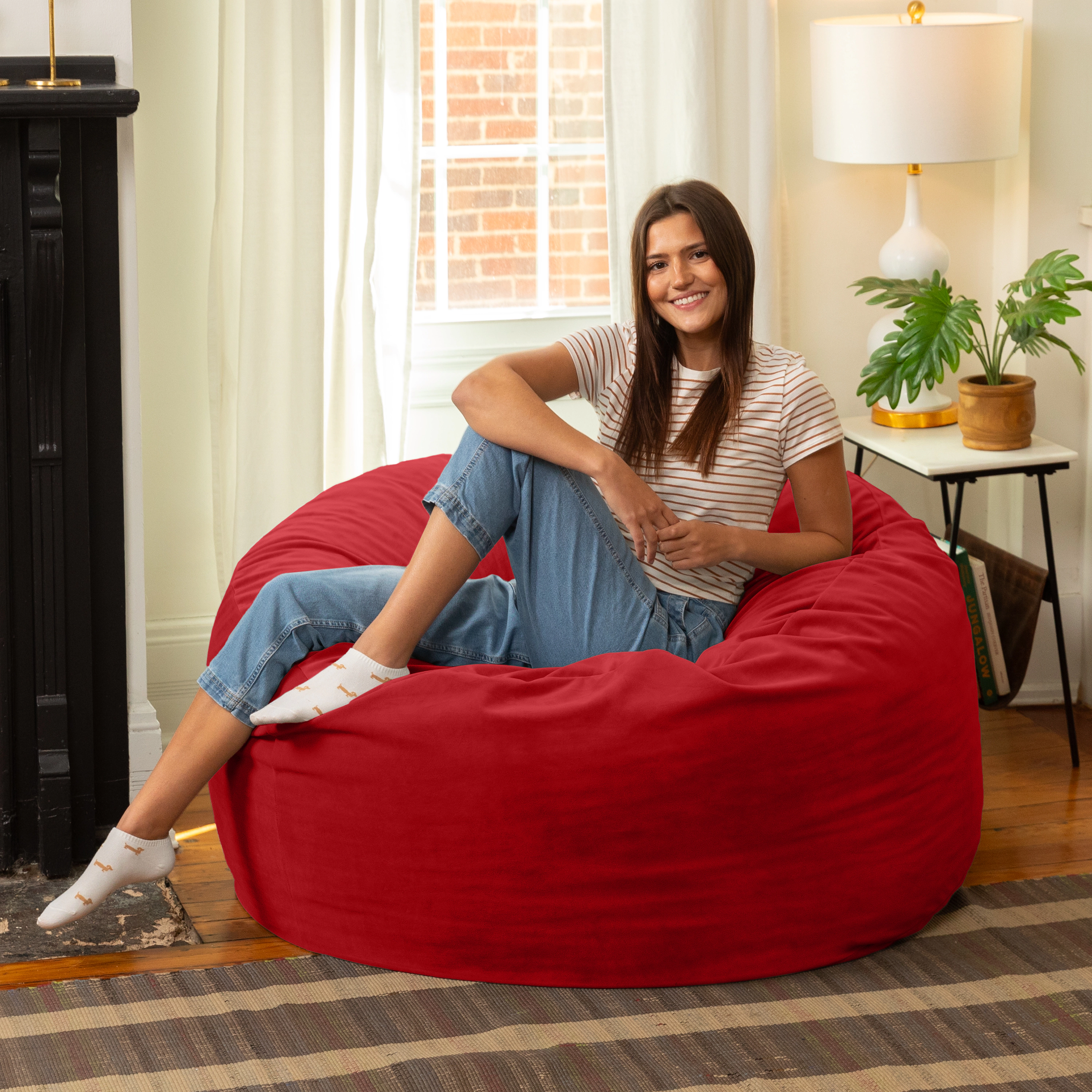 Jaxx 4 Foot Saxx - Large Round Bean Bag Chair for Adults