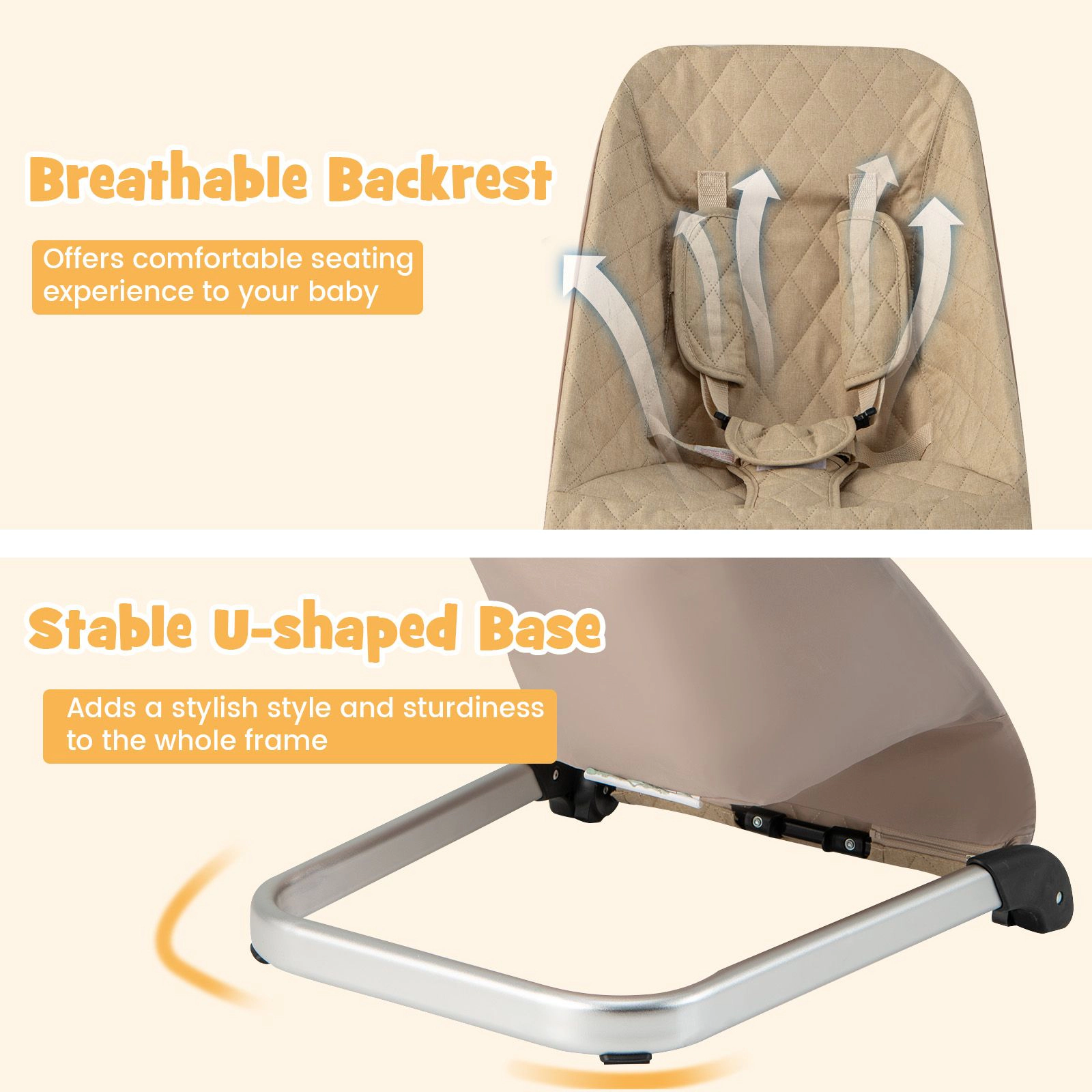 SlickBlue Unisex Baby Bouncer With 5-Point Harness and Foldable Seat