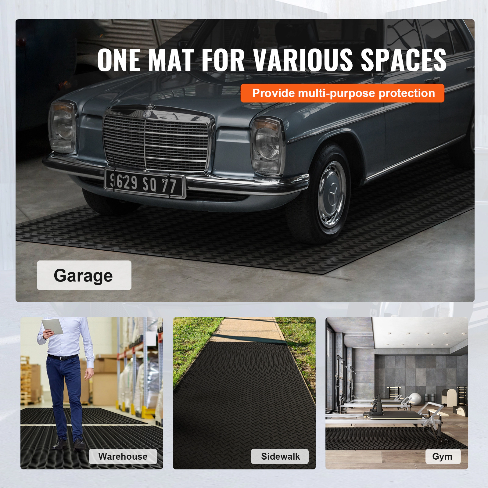 HONGGE Diamond-Plate Rubber Flooring Roll 3 mm x 4 ft Garage Floor Mat SBR Rubber Garage Flooring Roll Easy to Clean