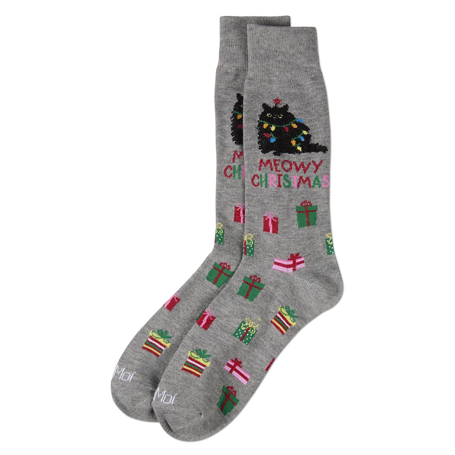 MeMoi Men's Meowy Christmas Holiday Crew Socks
