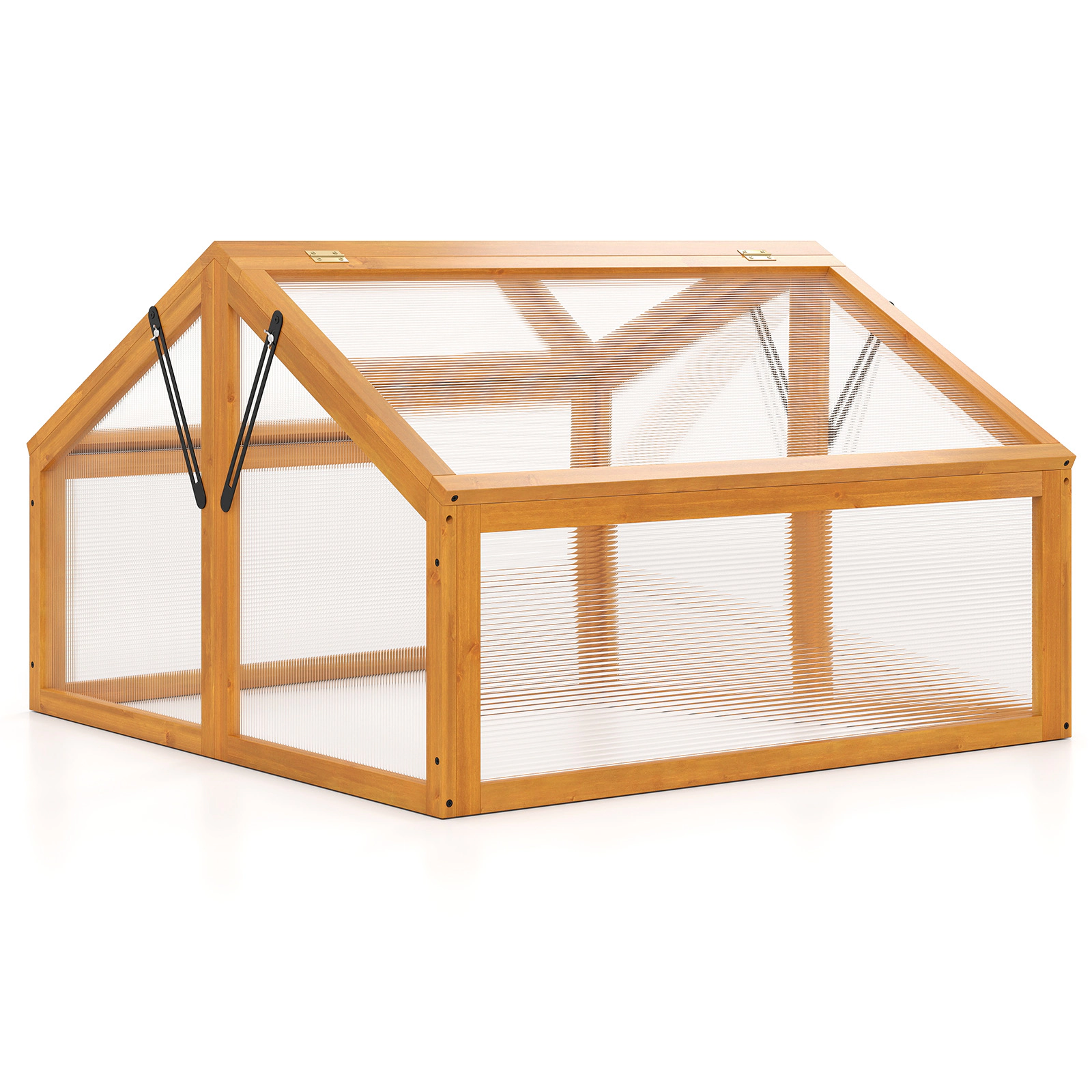LJG Wood Cold Frame Greenhouse Raised Flower Planter Protection with Transparent Openable Roof