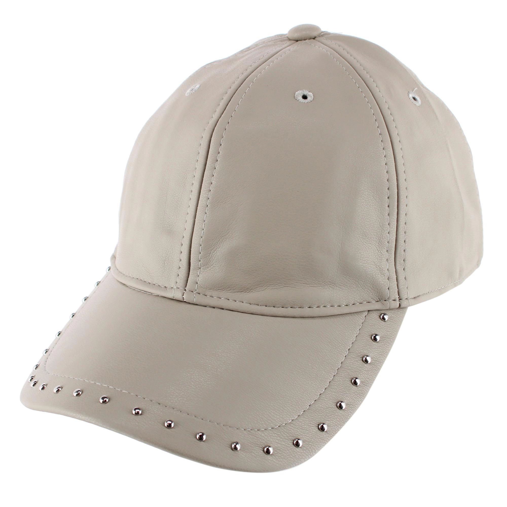 CTM® Women's Leather Rivet Baseball Cap