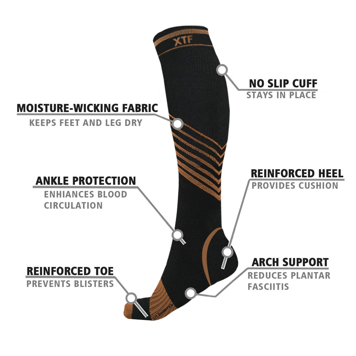 Extreme Fit Copper Compression Knee High Socks For Men And Women