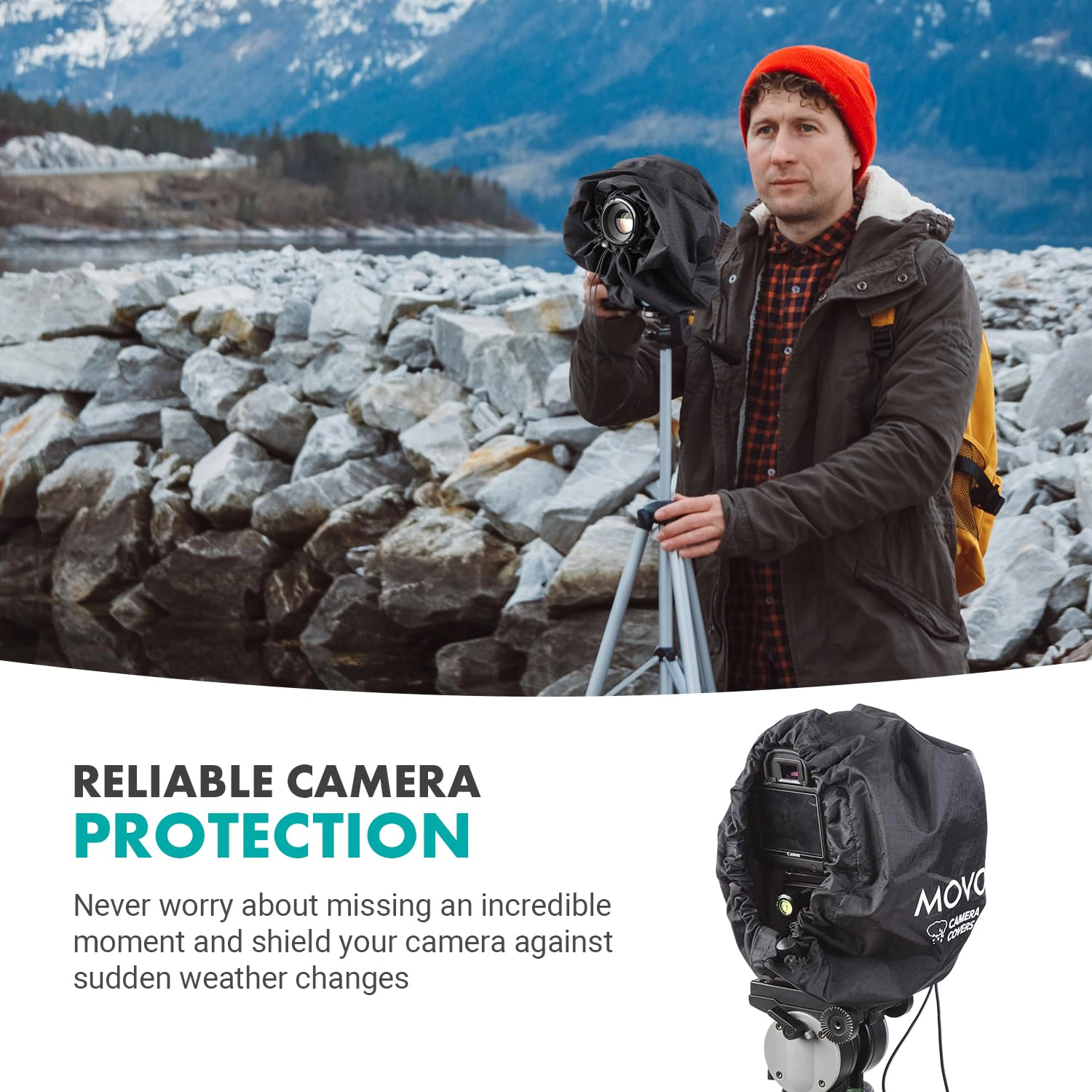 Movo CRC11 Camera Rain Coat Rain Cover for DSLR Cameras and Mirrorless Cameras and Lens (Junior Size: 11" x 14.5")