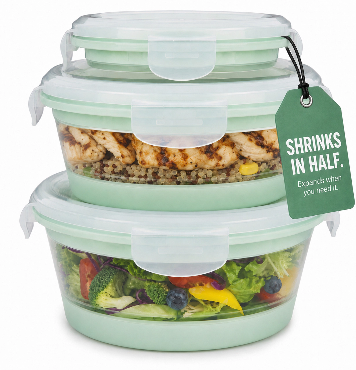 CHEFSPOT Collapsible Silicone Food Storage Bowls 3 Pack