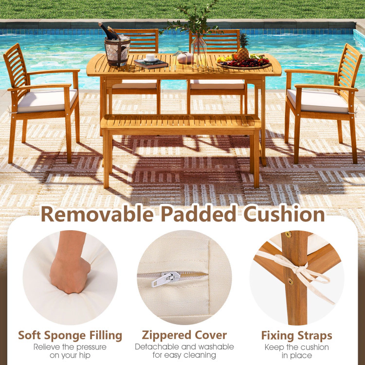 Hivvago 6 Pieces Outdoor Acacia Wood Dining Set With Umbrella Hole