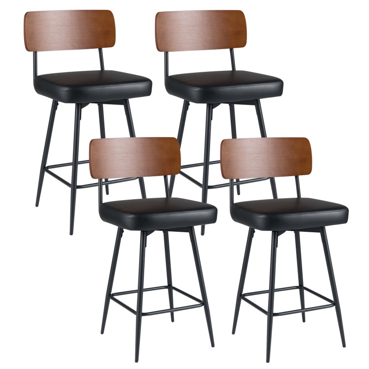Hivvago 27 Inch Padded Counter Barstools Set Of 4 With Metal Legs