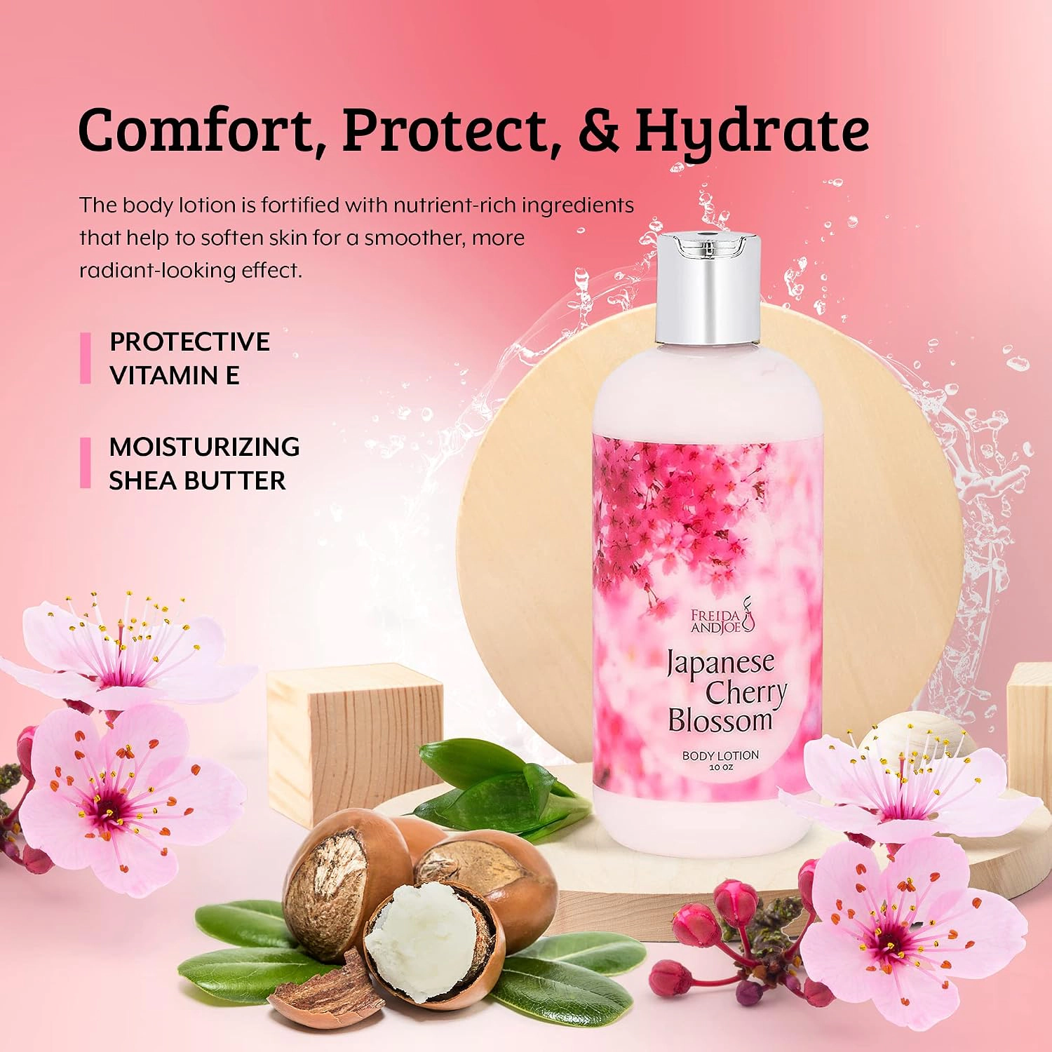 Freida and Joe Womens Fragrance Deep Moisturizing Cherry Blossom Body Lotion in 10oz Bottle