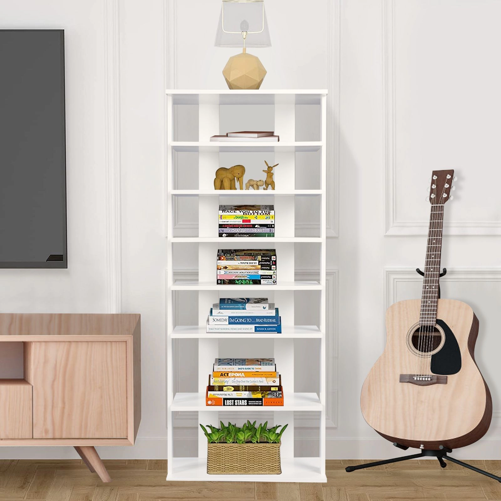 SlickBlue 7 Tier Shoe Storage Rack With Display Shelf, MDF