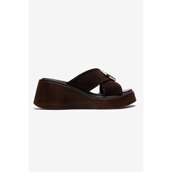 Forever & Always Womens Fianna Leather Cross Strap Platform Sandals