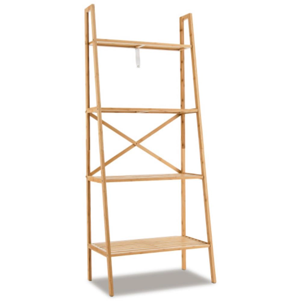 Hivvago 58 Inch 4-Tier Bamboo Ladder Bookshelf