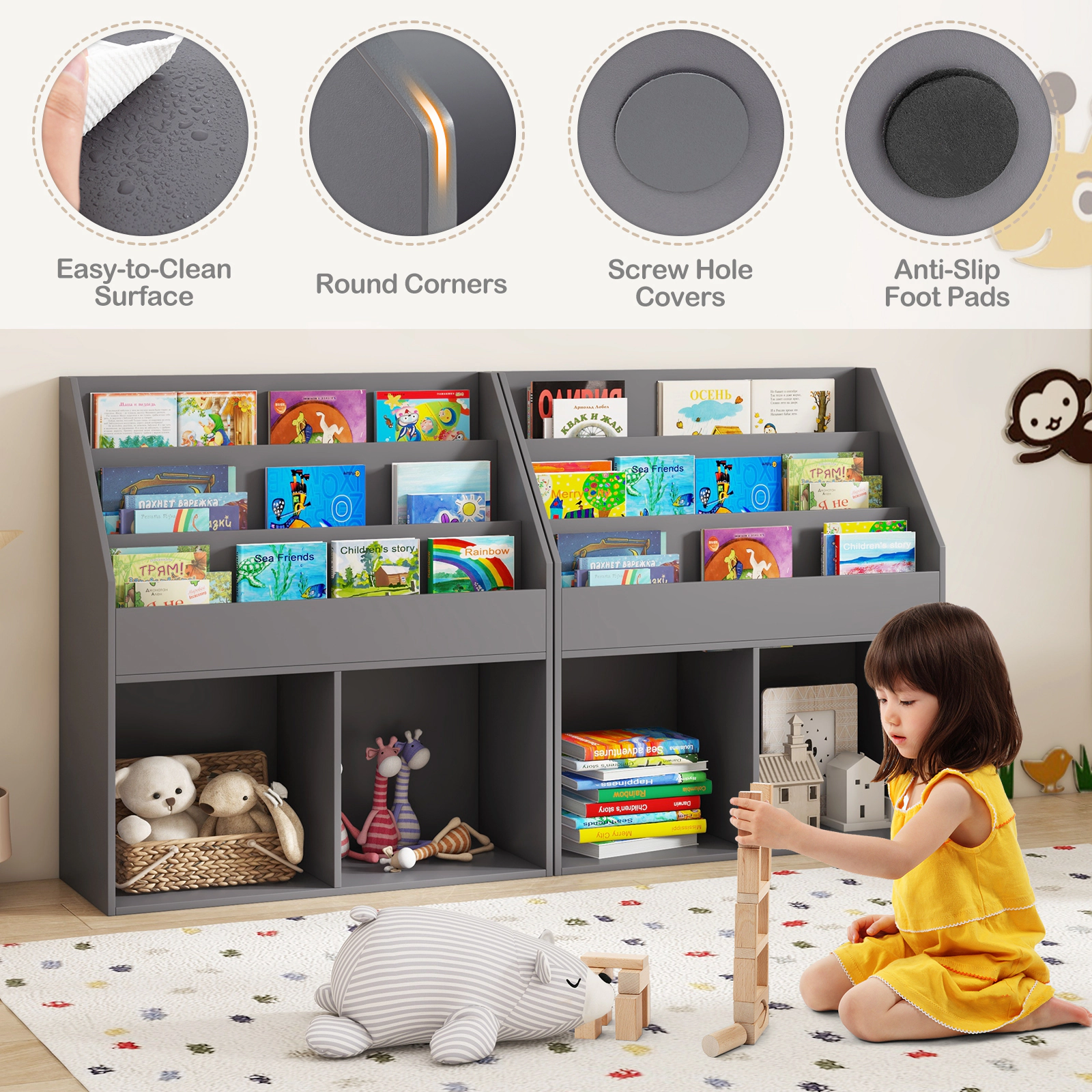 Hivvago Wooden Children’s Bookshelf with Storage
