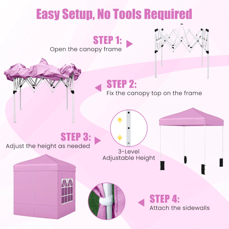 Hivvago 6.5 x FT Pop up Canopy Tent with 4 Sidewalls and Wheeled Bag
