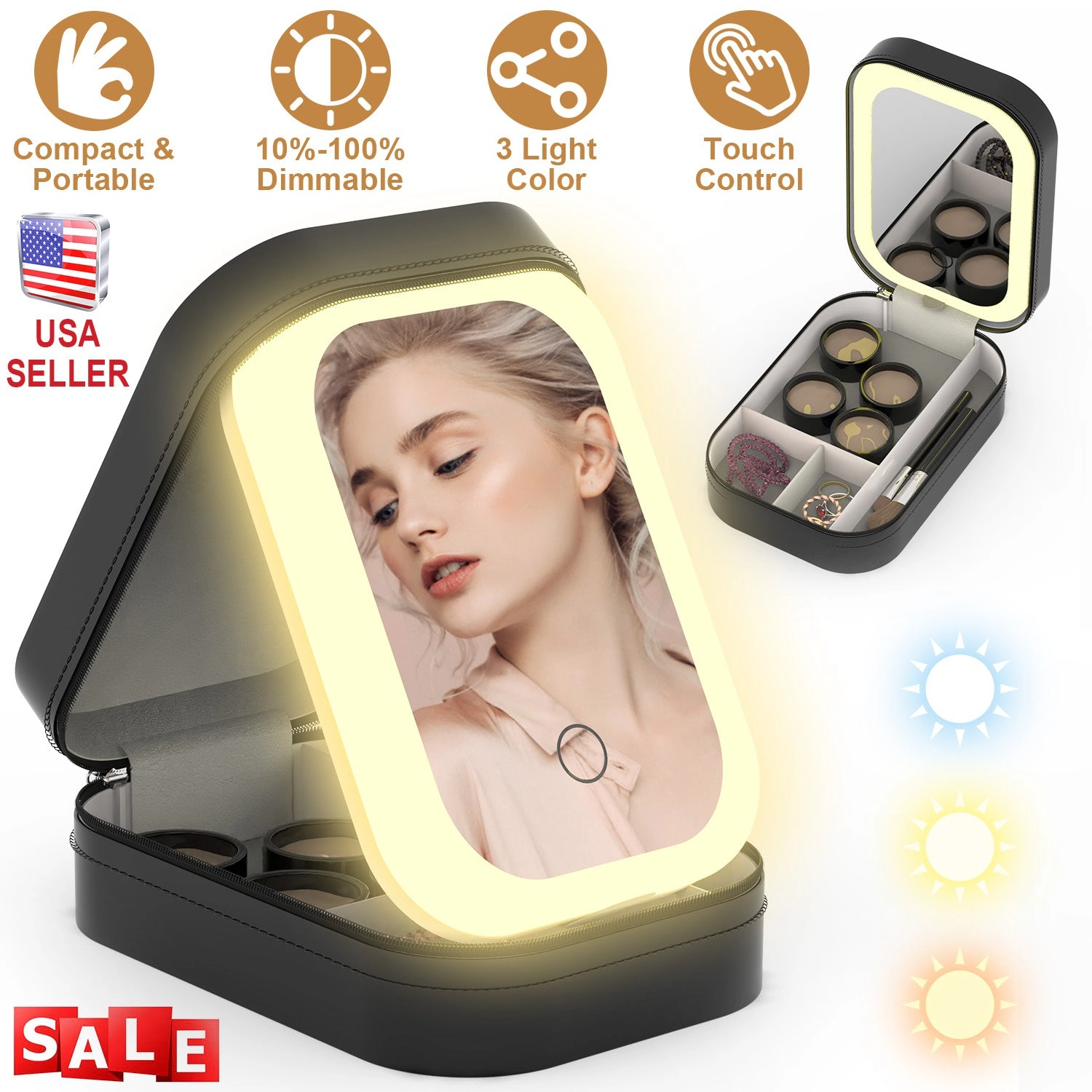 GBruno LED Mirror Travel Makeup Bag