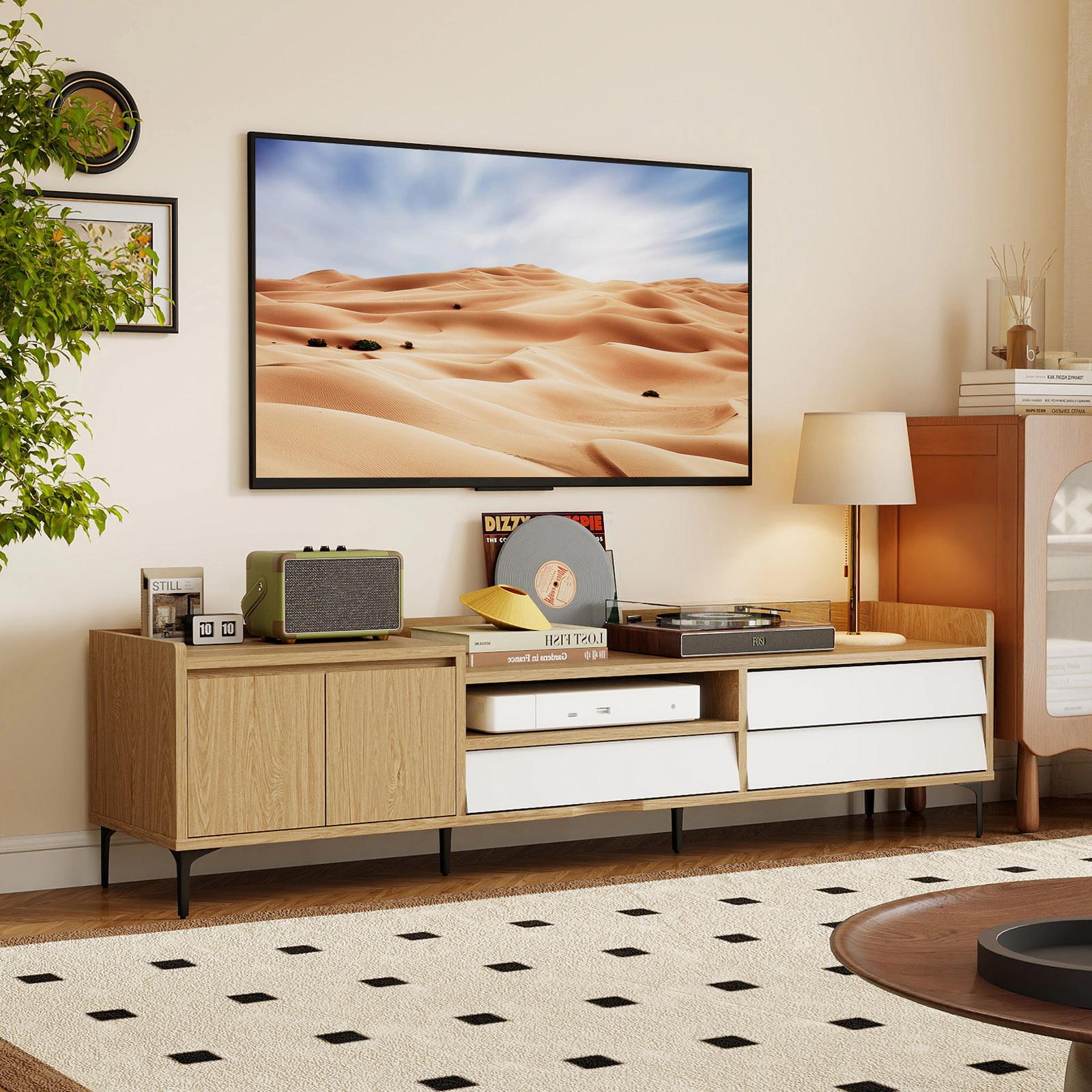 LJG TV Stand for TVs up to 80 Inch Mid Century Modern