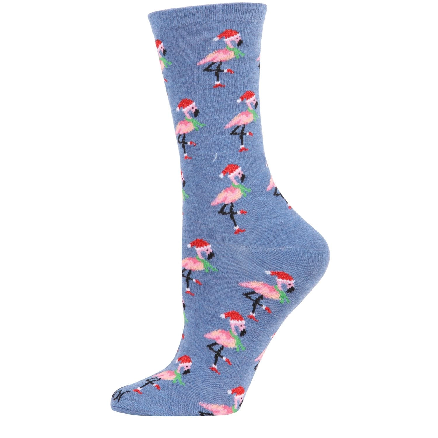 MeMoi Women's Festive Flamingo Holiday Crew Socks
