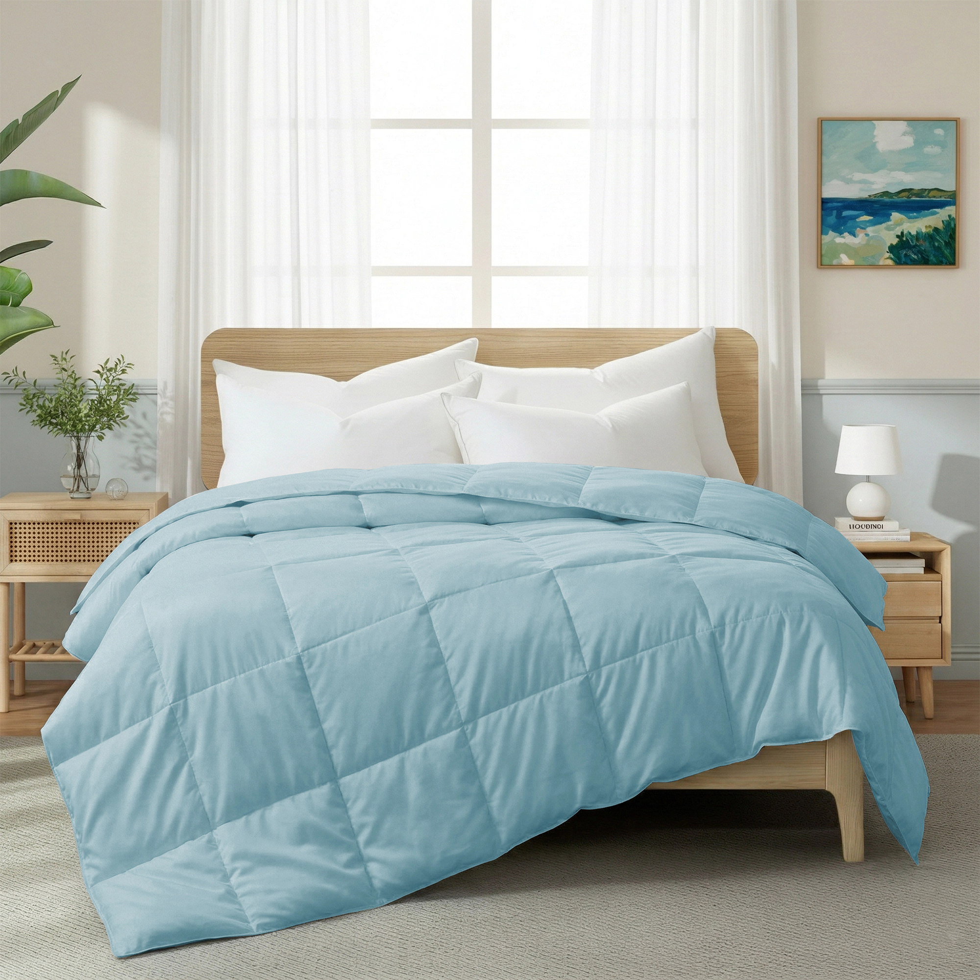 PEACENEST Lightweight Feather Fiber Comforter Soft Breathable Bedding Insert
