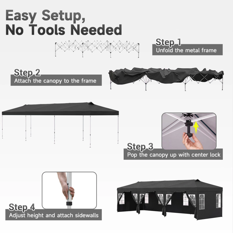 Hivvago Pop Up Canopy Tent with 8 Sidewalls and Adjustable Height