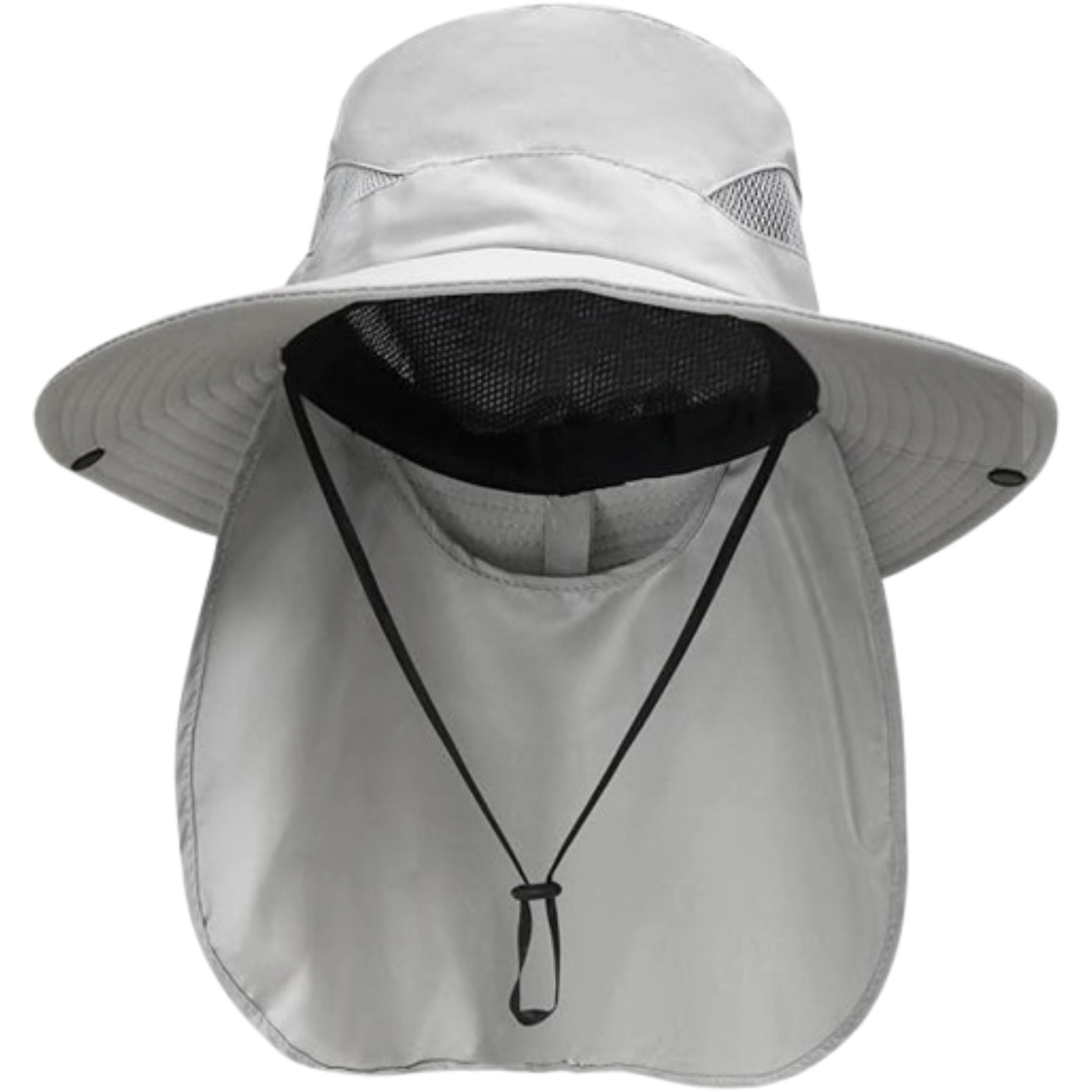SS Design UPF 50 Plus Wide Brim Bucket Hat With Neck Flap Light Gray