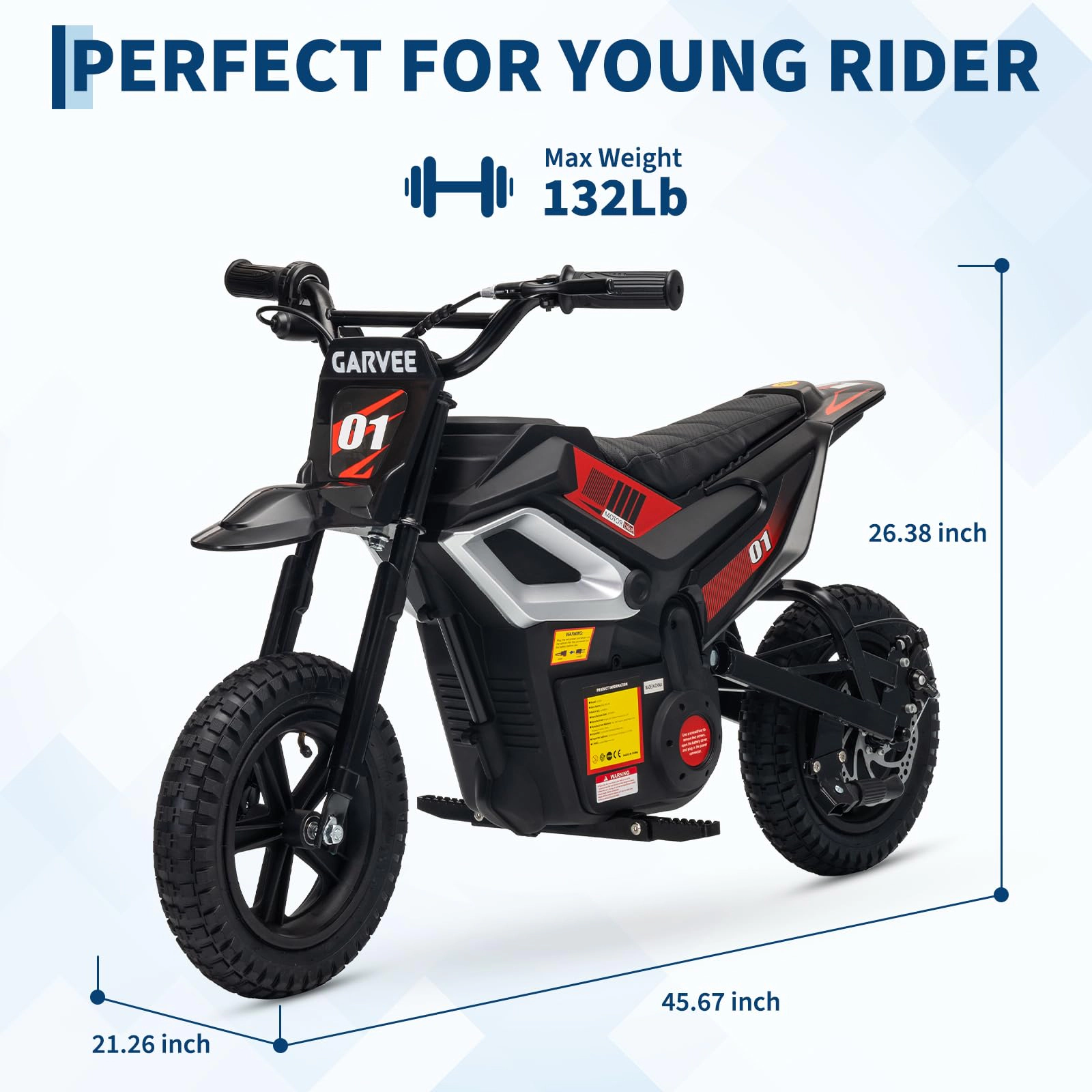 24V Kids Dirt Bike, Ride-On Off-Road Motorcycle with Twist Grip Throttle, 350W Motor, 13.67MPH