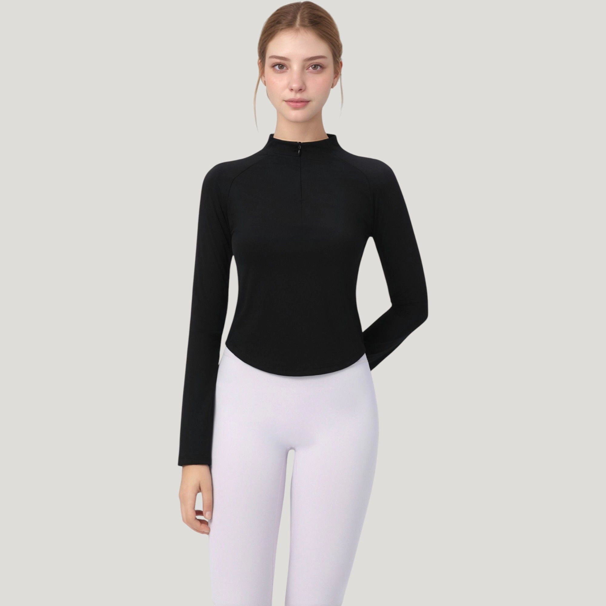 Anna-Kaci Women's Long Sleeve Active Top with Half-Zip Front and Slim Fit