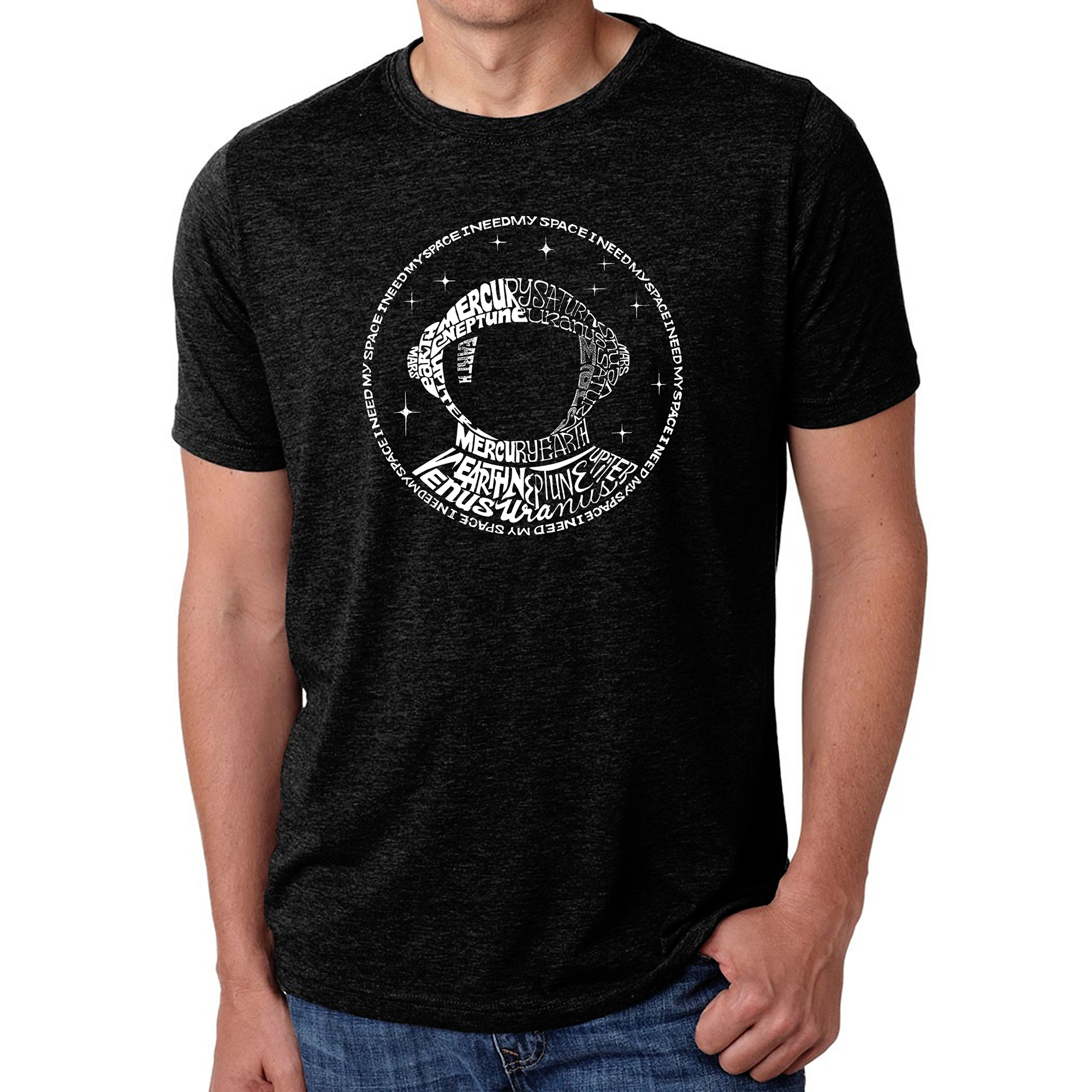 LA Pop Art Men's Cotton-Poly Word T-Shirt - I Need My Space Astronaut